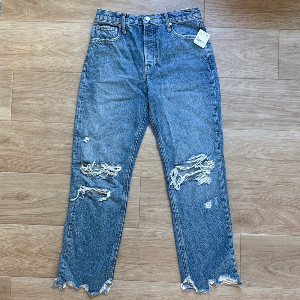Free People We The Free Tapered Baggy, High Rise,Boyfriend Fit Jeans NWT Size 26